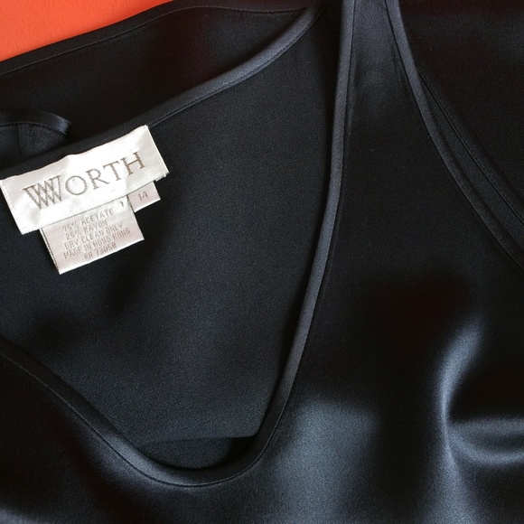 W by Worth Tops - New Like Worth Satin Navy Tank Top Cami Sz 14
